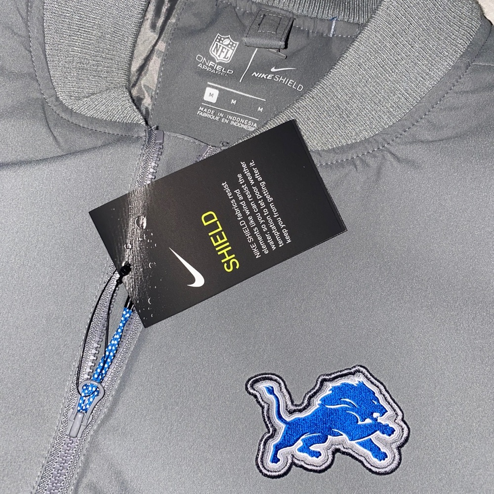NIKE SHIELD DETROIT LIONS ON FIELD BOMBER JACKET MEN XL